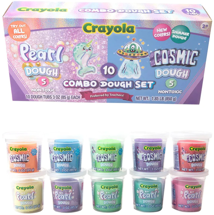 Set creativ Crayola - Plastilină Pearl & Cosmic, 10 buc, 850 g