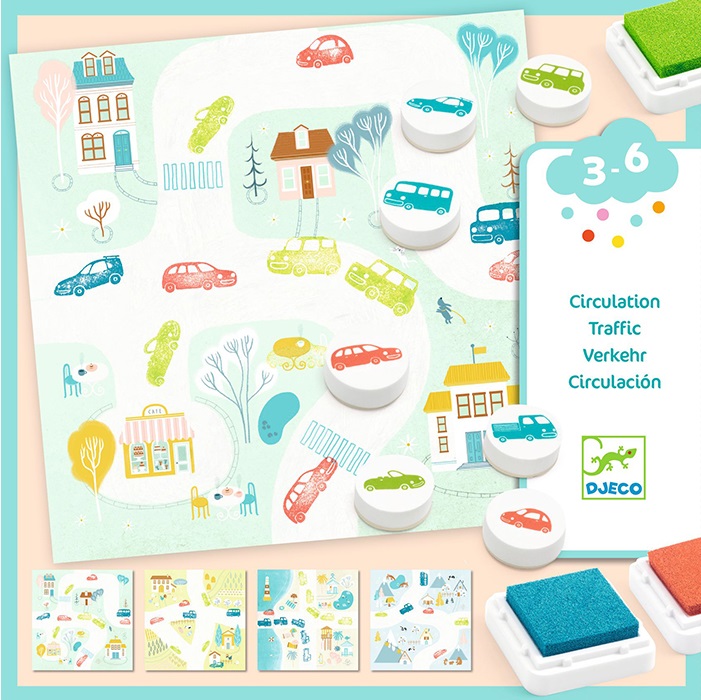 Creative Set Djeco - Picturi cu ștampile DIY, Тraffic
