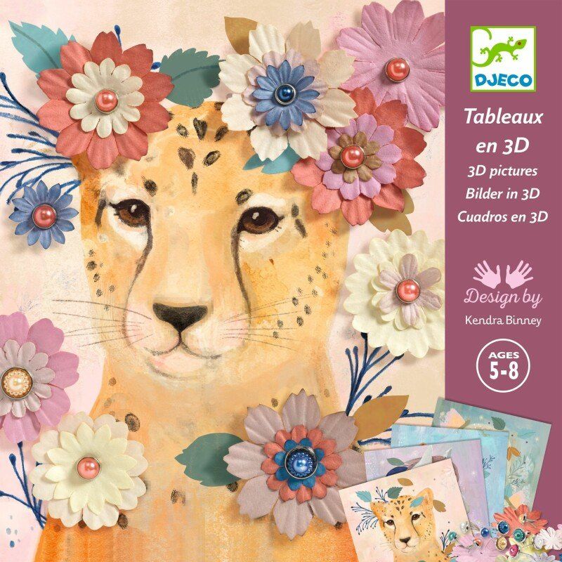 Set creativ  Djeco - Picturi DIY cu flori textile