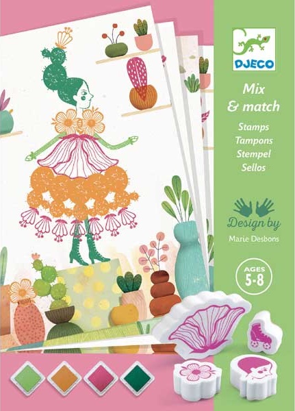 Set creativ cu stampile Djeco - Flower girl