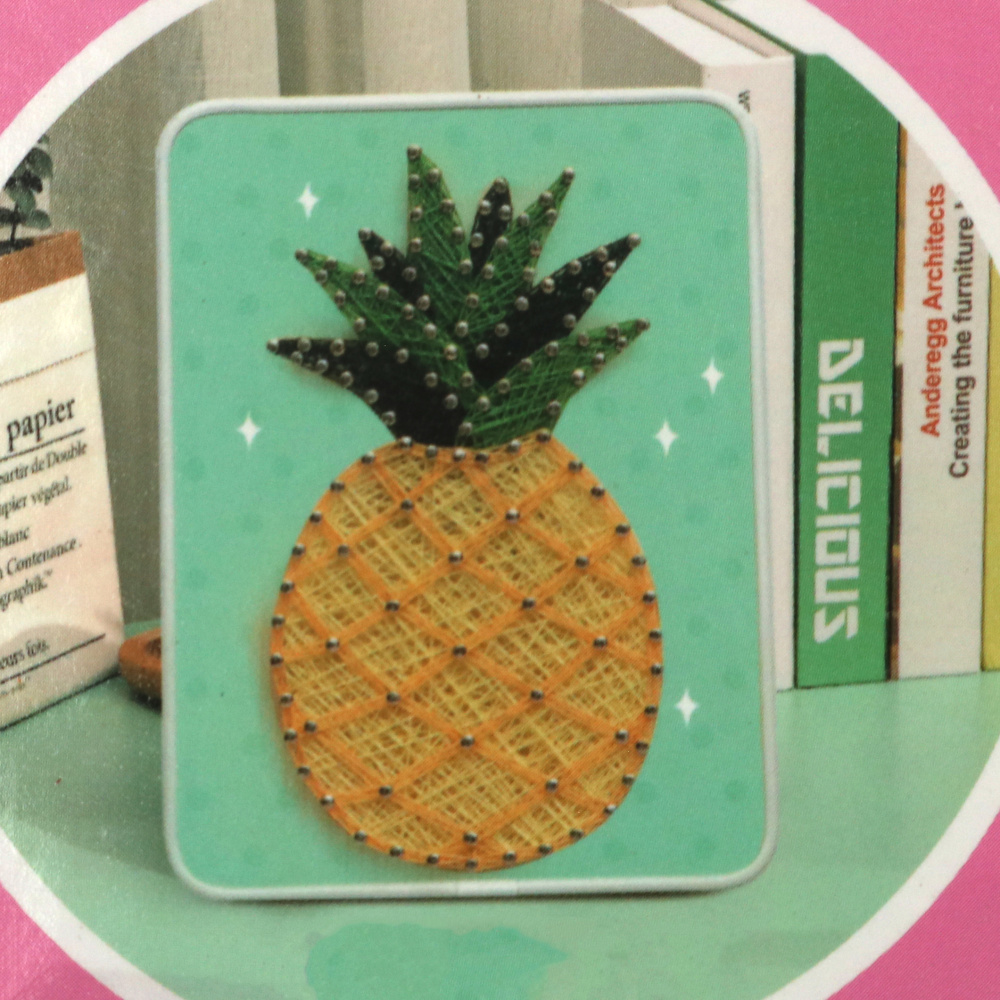 Em Art Creative Kit - String Art cu baza din lemn, Ananas, 15 x 20 cm