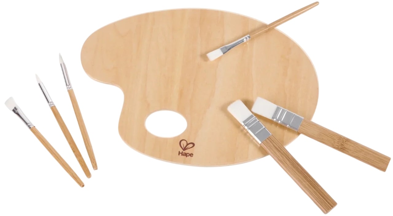 Set creativ Hape International - Paletă și pensule, 7 piese