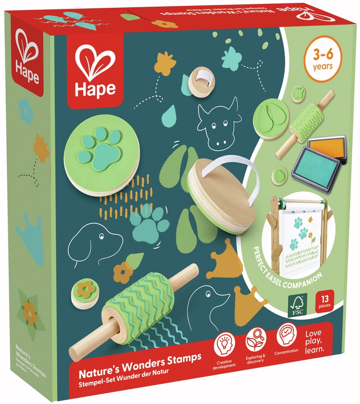 Trusă creativă   Hape International - Printuri „Minunile Naturii'', 13 piese
