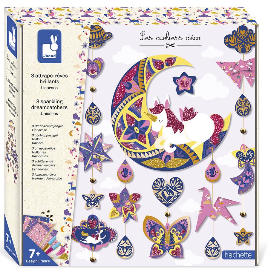 Set creativ Janod - Capcană de vis, unicorni, 3 bucăți