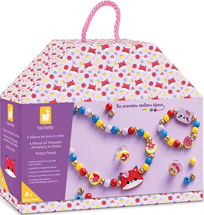 Set creativ Janod - Fă-ți bijuterii cu motive de pădure, 4 buc