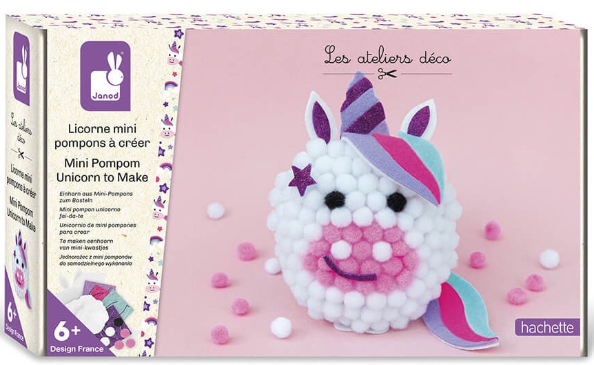 Set creativ Janod - Faceți un mini-pompon, unicorn