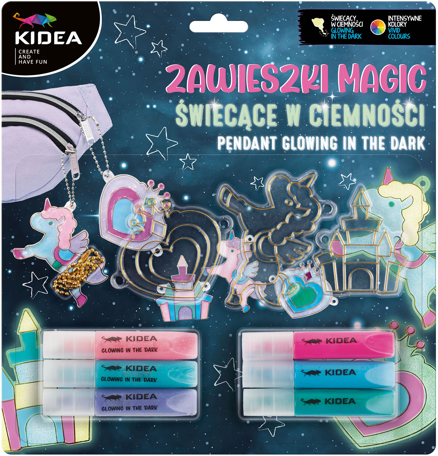 Set creativ cu pandantive Kidea - Magia, strălucește în întuneric