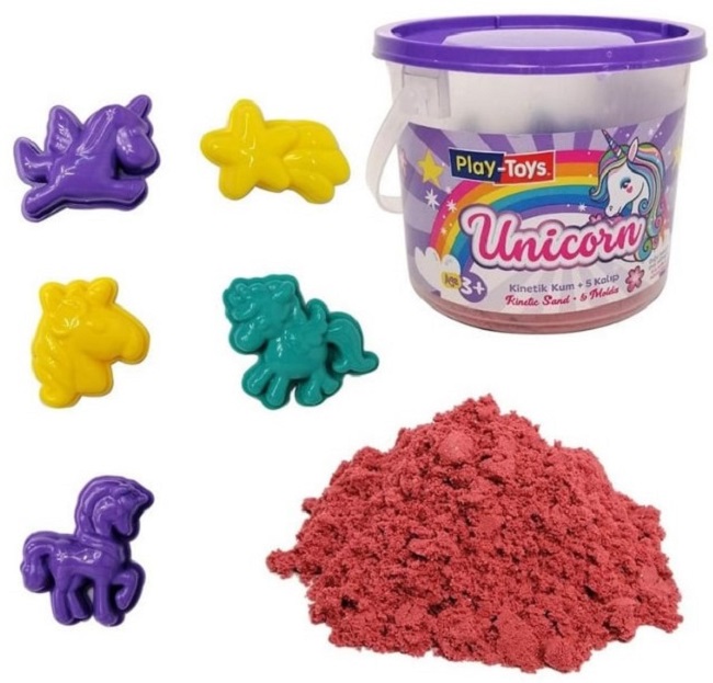 Set de joc Play-Toys - Nisip cinetic roz, cu forme