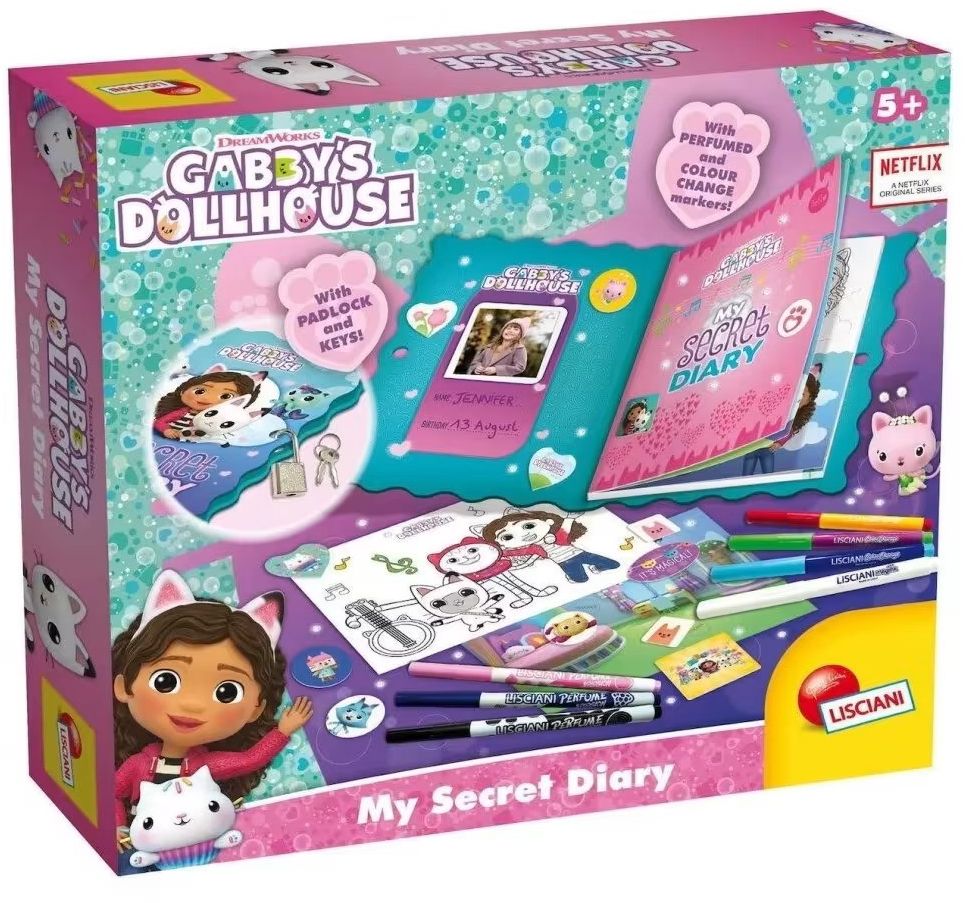 Trusă creativă  Lisciani Gabby&amp;Dollhouse - Decorează-ți propriul jurnal secret cu diamante
