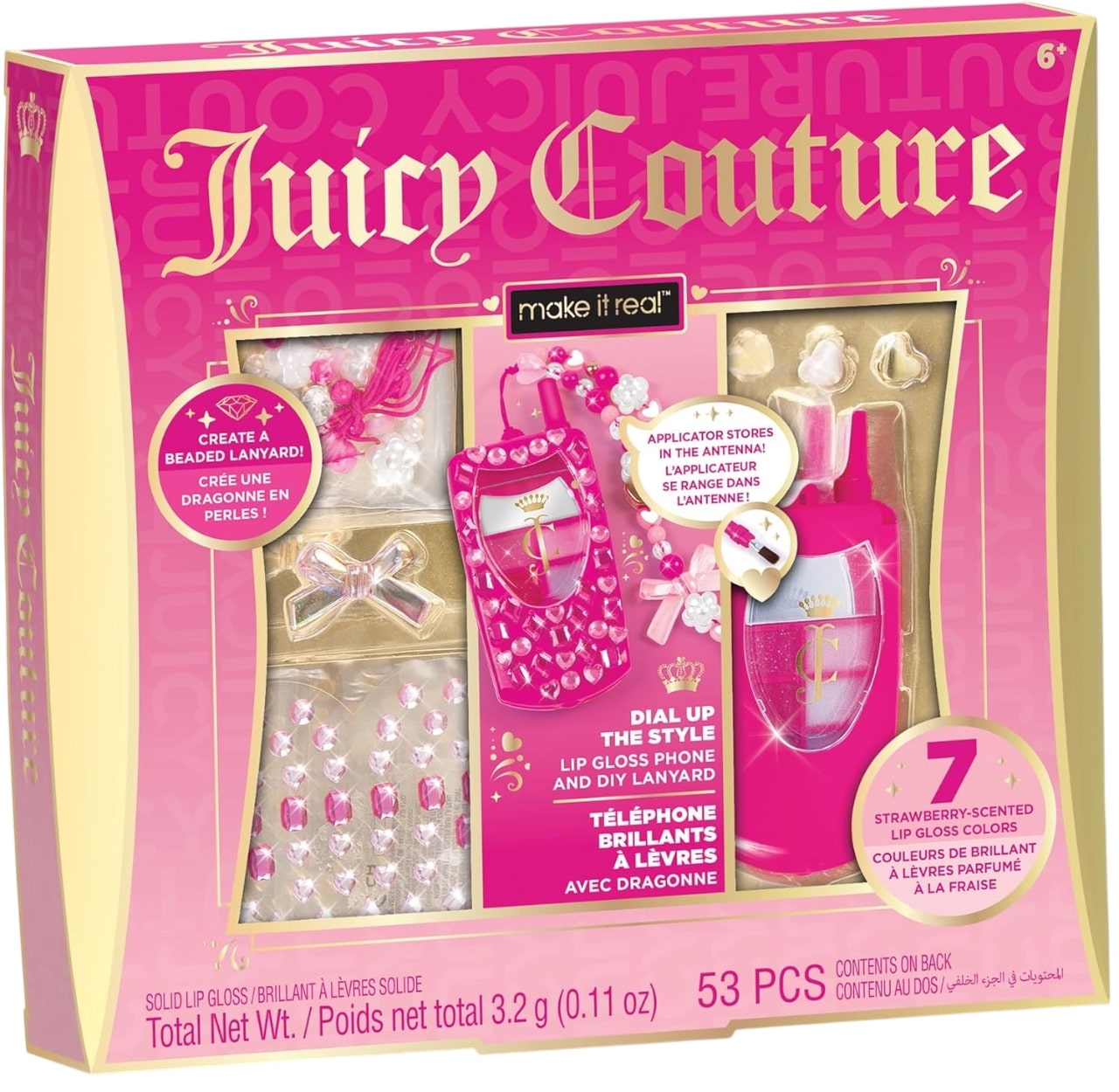 Kit creativ Make it Real Juicy Couture - Decorează-ți propriul luciu de buze, 53 piese