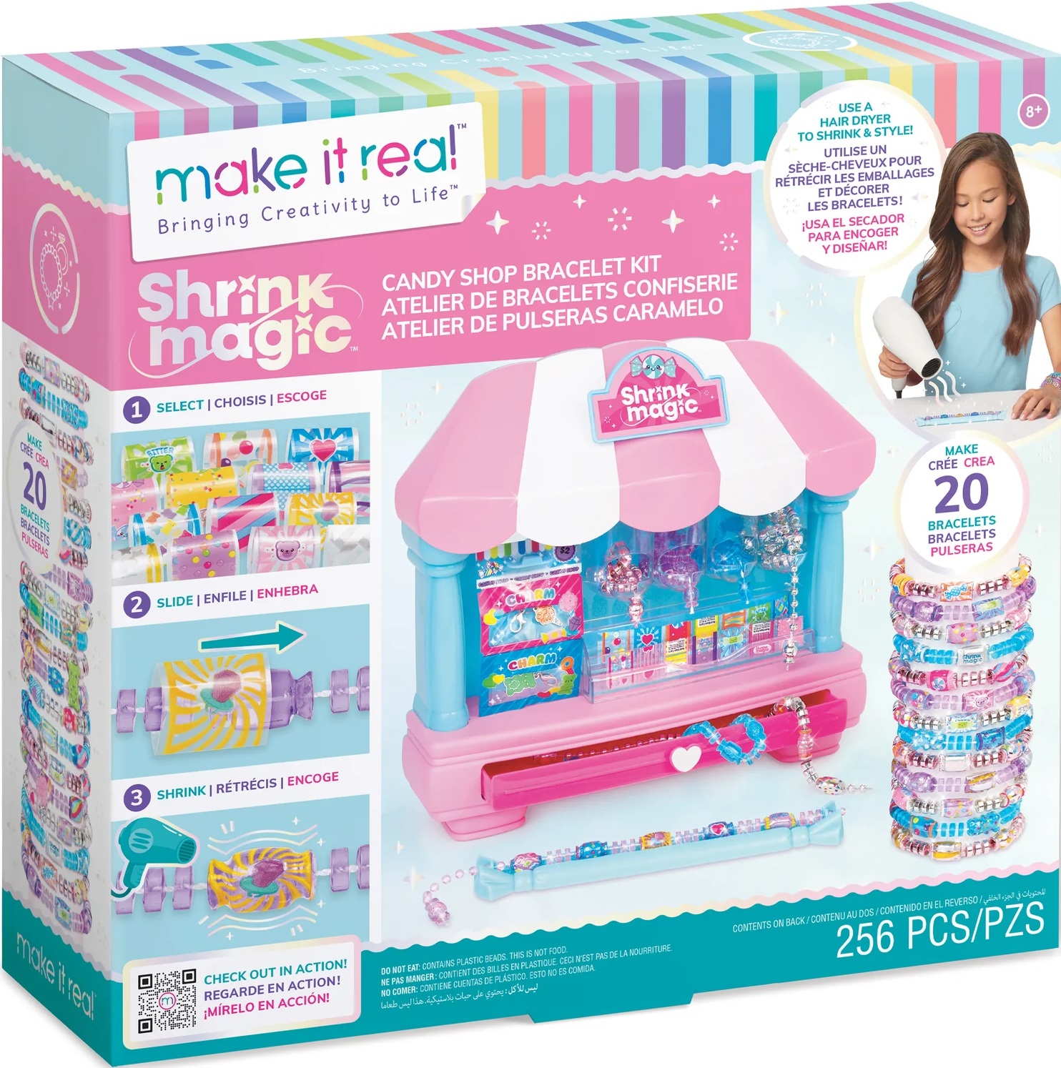Trusă creativă Make It Real - Shrink Magic Candy Shop, brățări