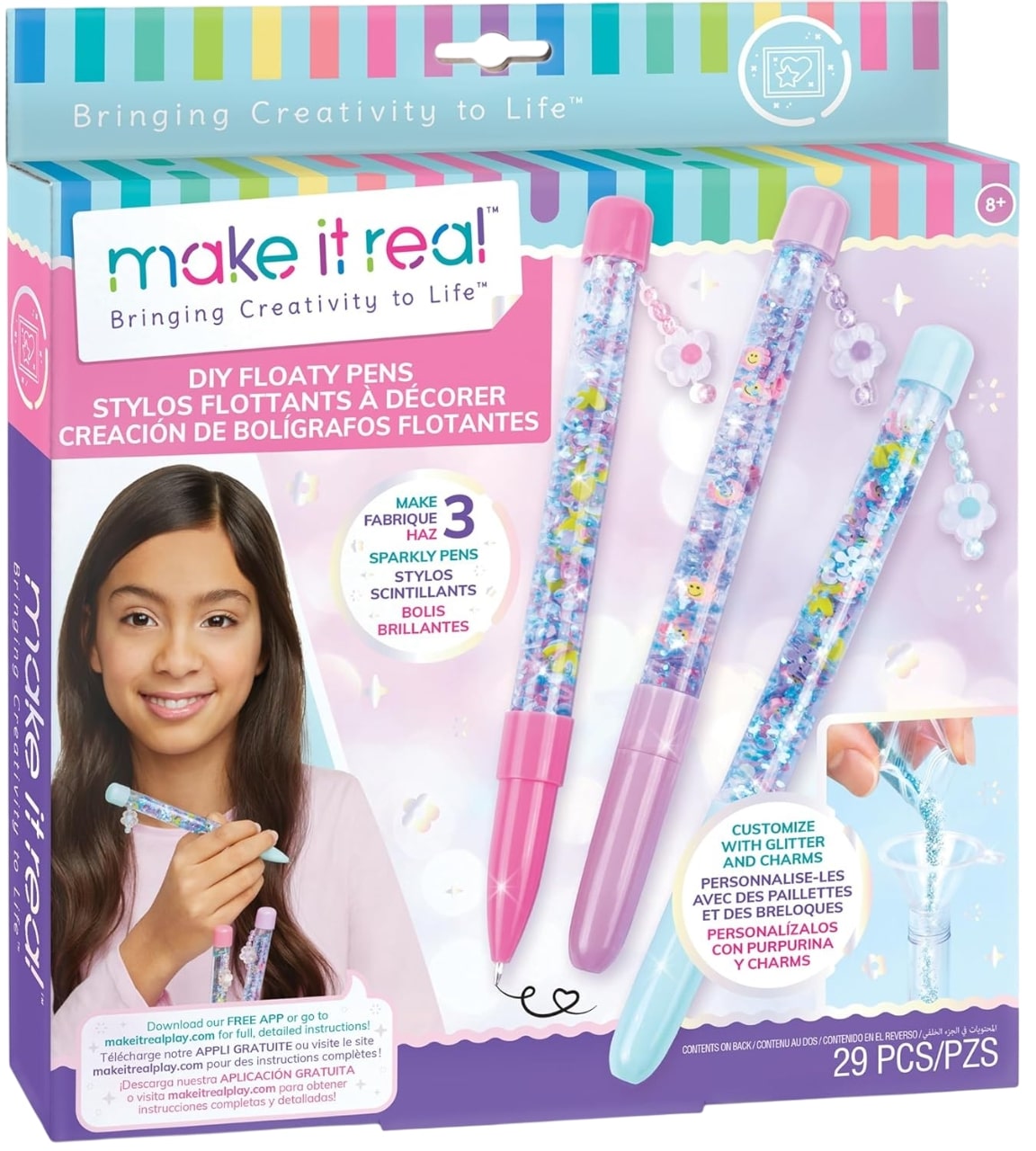 Kit creativ Make it Real - Decorează-ți propriile pixuri, 29 piese
