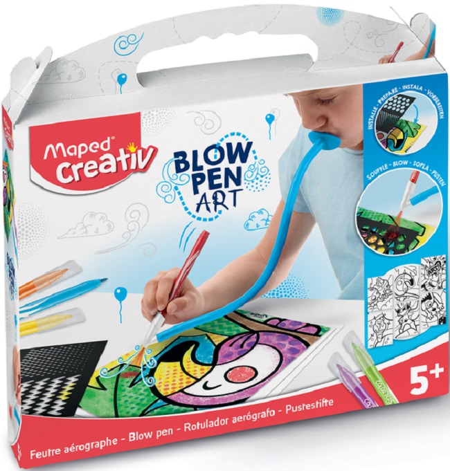 Set creativ Maped Creativ - Blow Pen Art, 14 piese