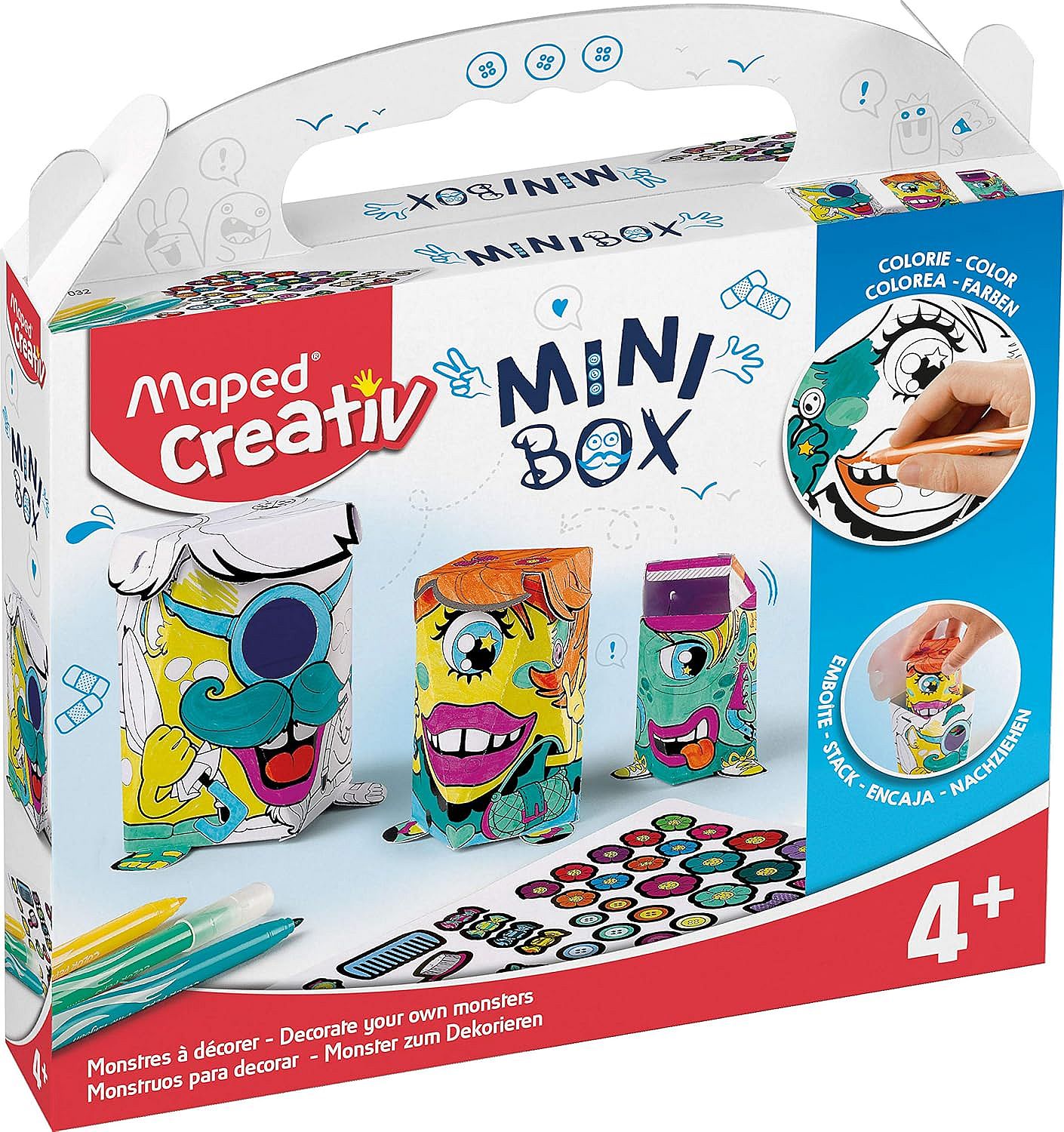 Set creativ Maped Creativ - Mini Box, monștri, 10 piese