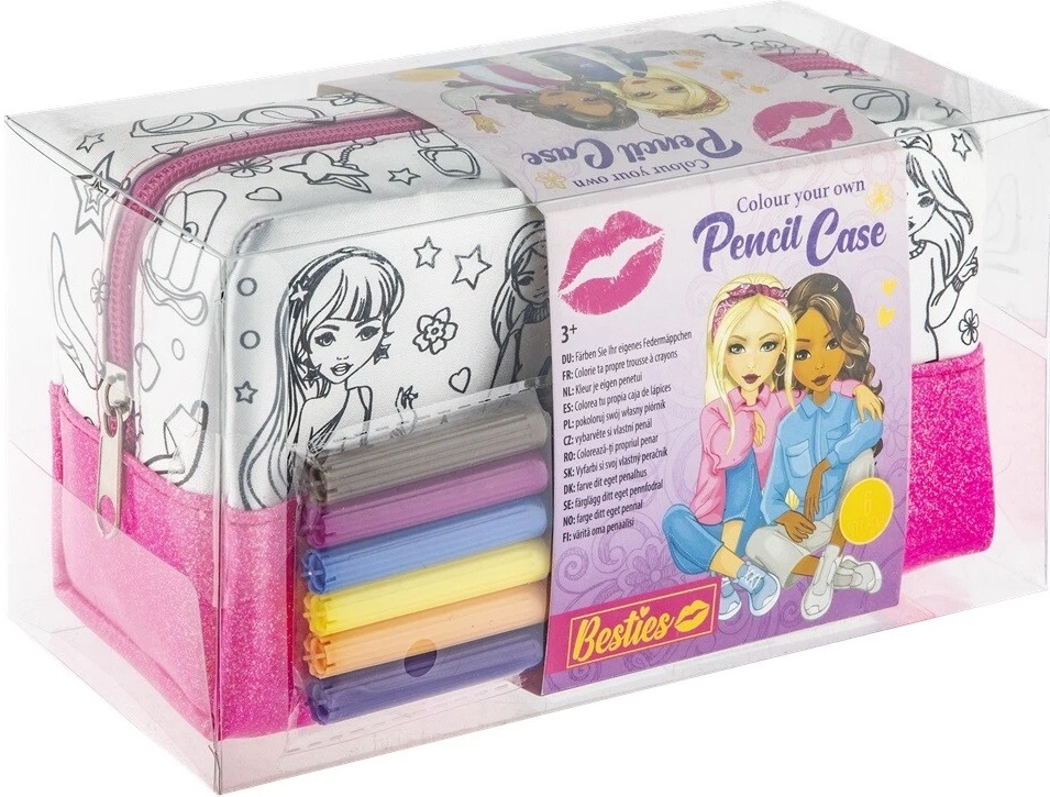 Trusă creativă Moxy Besties, penar pentru colorat cu 6 markere