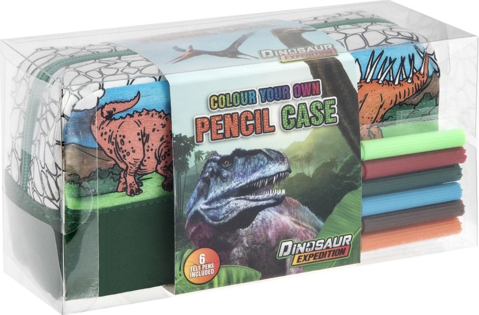 Trusă creativă Moxy Dinosaur Expedition - Penar pentru colorat cu 6 markere