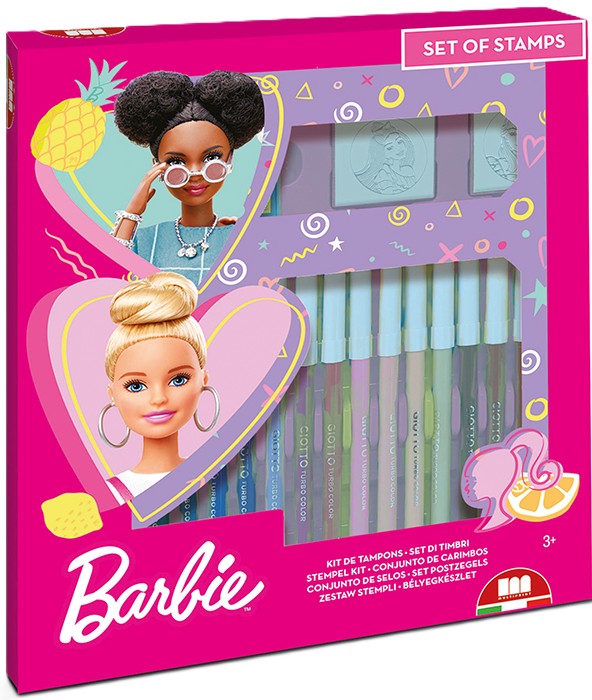 Set carioci  Multiprint Barbie - 18 bucăți , cu 2 stampile