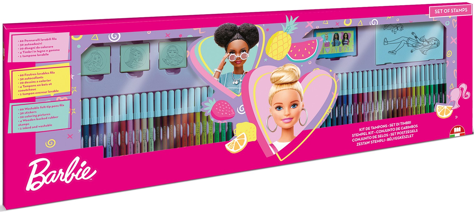 Set carioci  Multiprint Barbie - 60 bucăți ,cu 4 stampile