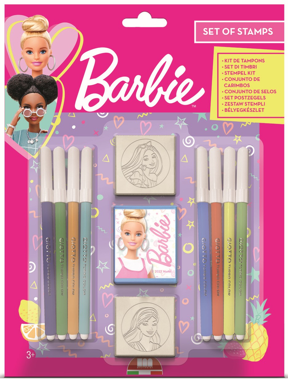 Set carioci  Multiprint Barbie - 8 bucăți , cu 2 stampile