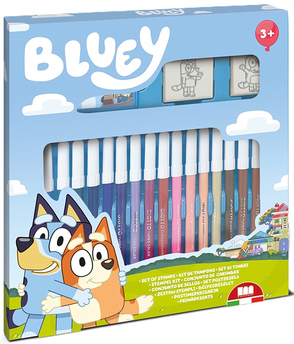 Set carioci  Multiprint Bluey - 18 bucăți , cu 2 stampile