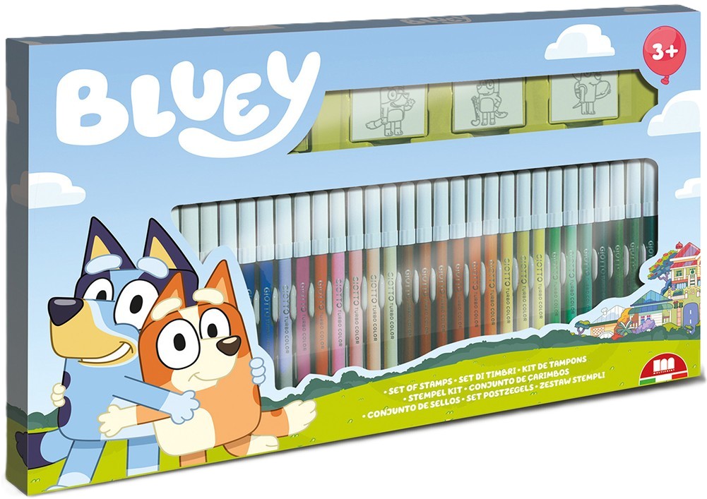 Set carioci  Multiprint Bluey - 36 bucăți , cu 3 stampile