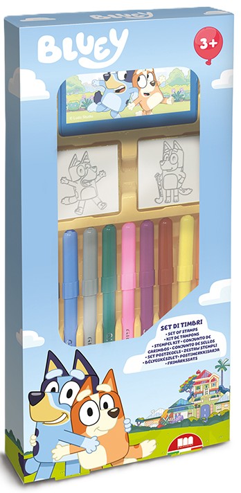 Set carioci  Multiprint Bluey - 9 bucăți , cu 2 stampile