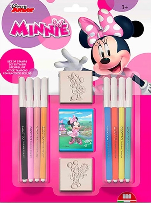 Set creativ Multiprint - Minnie, 2 ștampile și 8 pixuri din pâslă