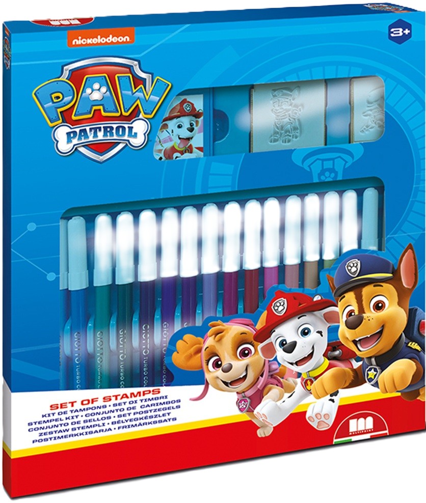 Set carioci  Multiprint Paw Patrol - 18 bucăți , cu 2 stampile