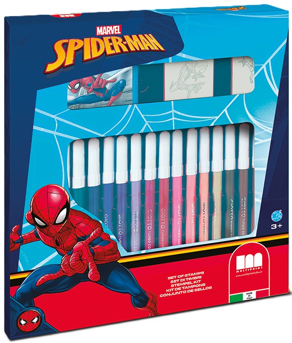Set carioci  Multiprint Spider-Man - 18 bucăți , cu 2 stampile
