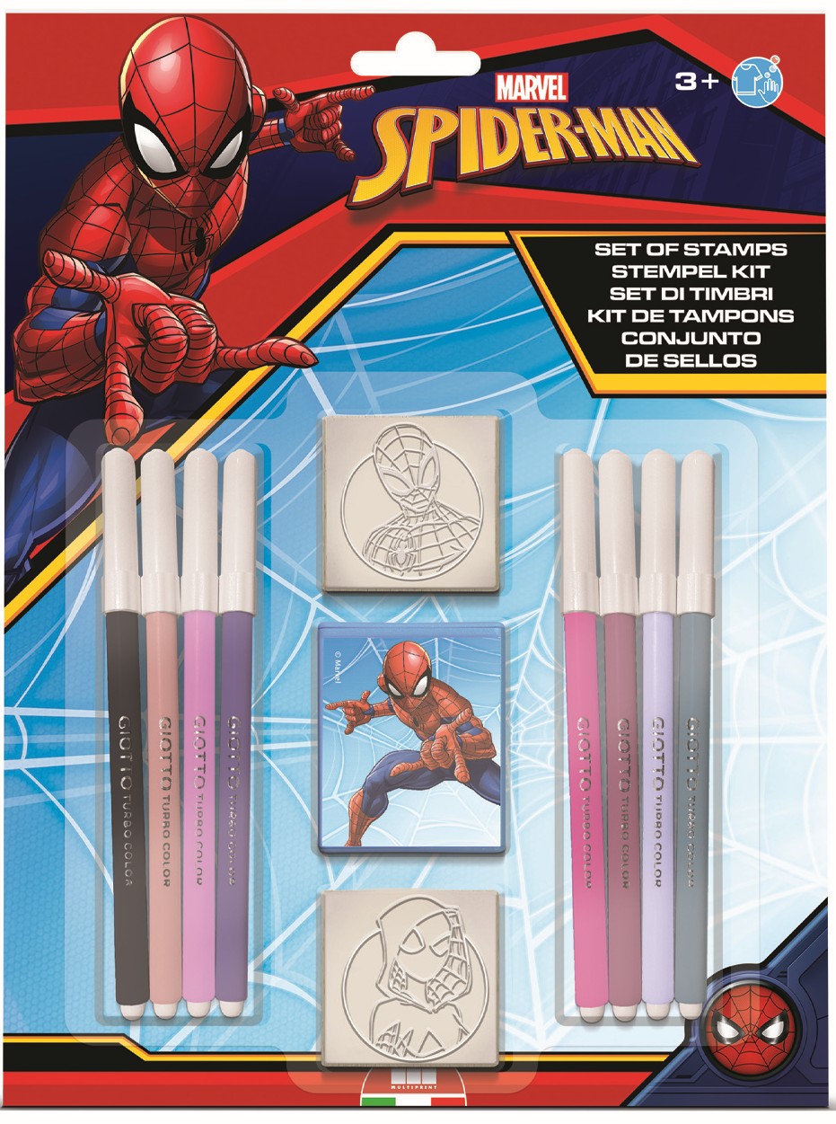 Set carioci  Multiprint Spider-Man - 8 bucăți , cu 2 stampile