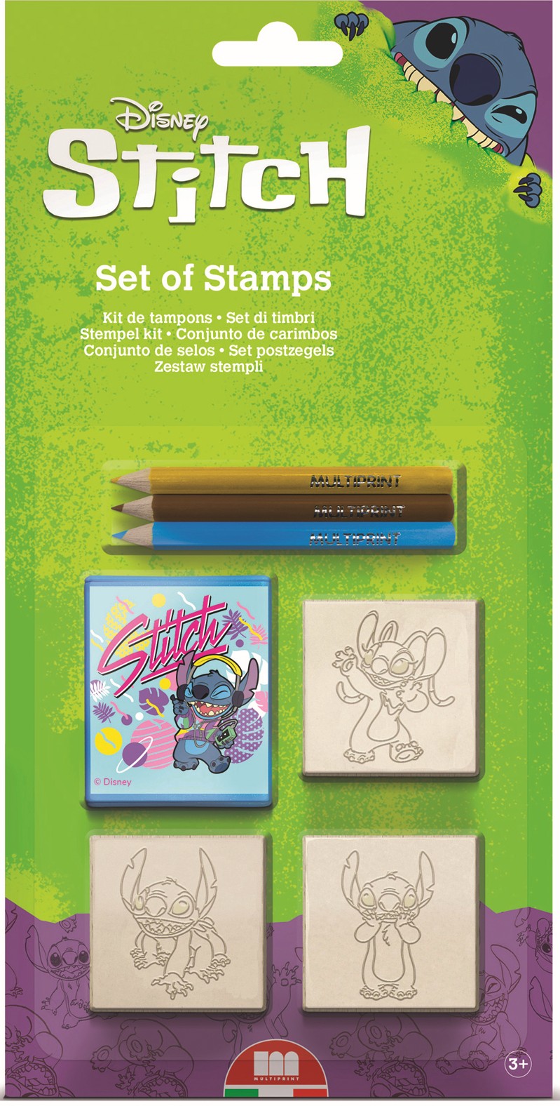 Set de creioane  Multiprint Stitch - 3 bucăți, cu 3 ștampile