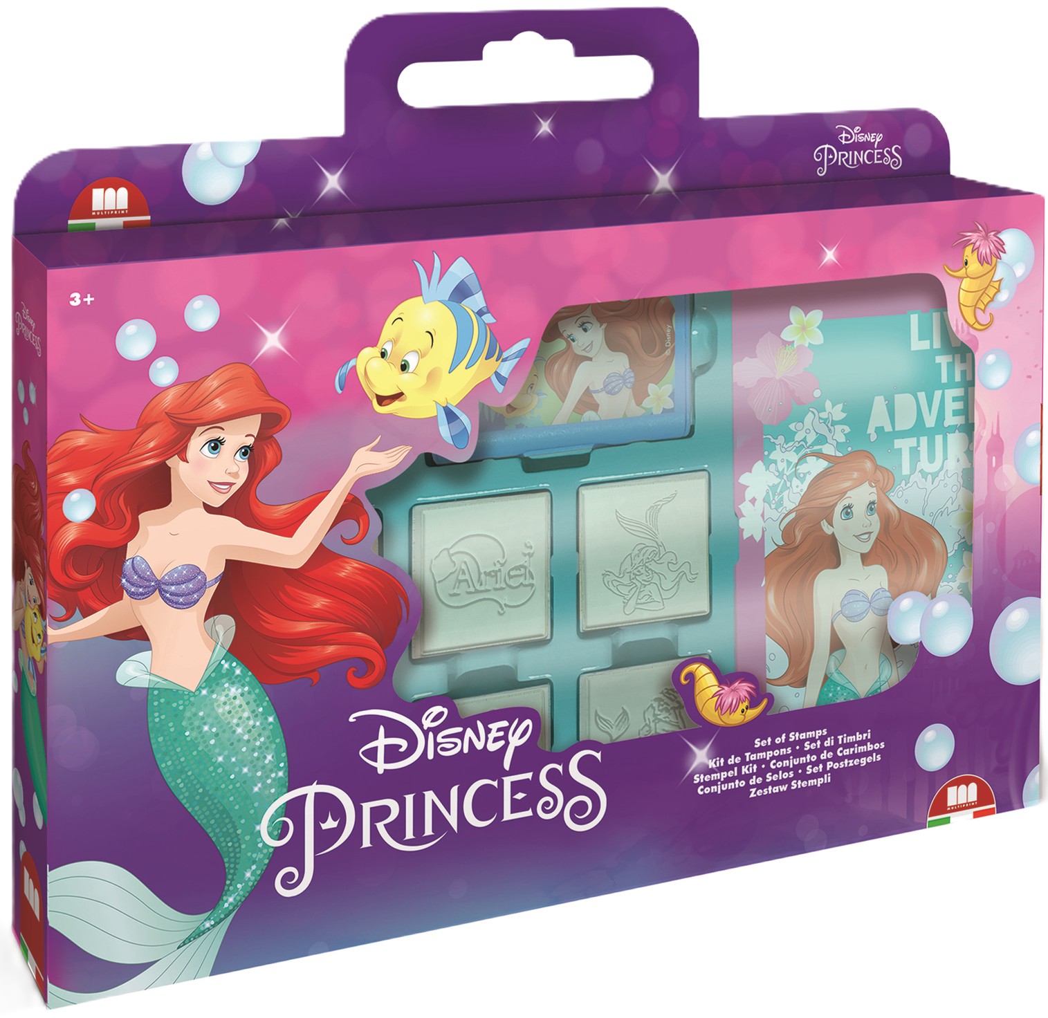 Set de ștampile Multiprint The Little Mermaid - 7 buc.,cu 3 carioci