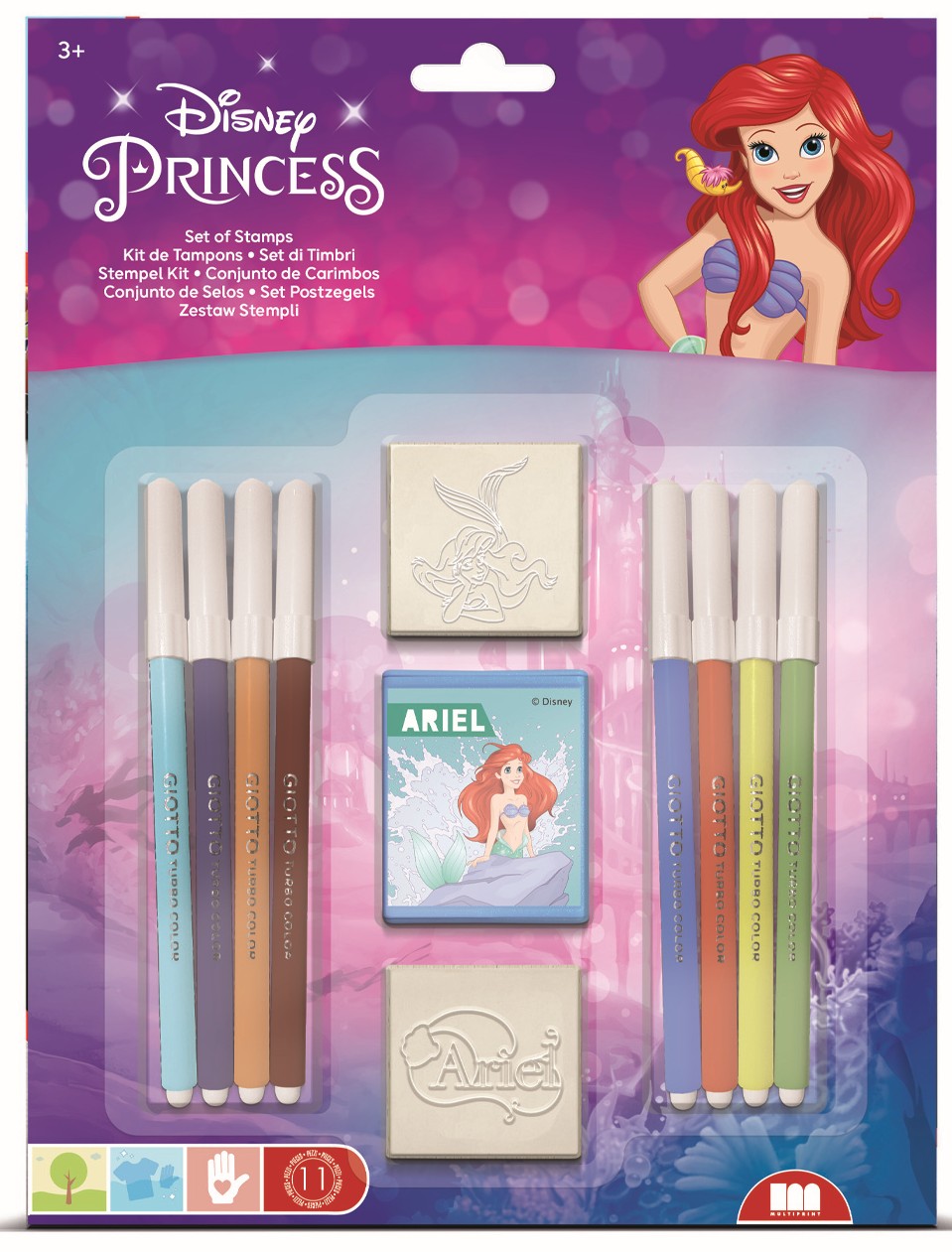 Set carioci  Multiprint The Little Mermaid - 8 bucăți , cu 2 stampile
