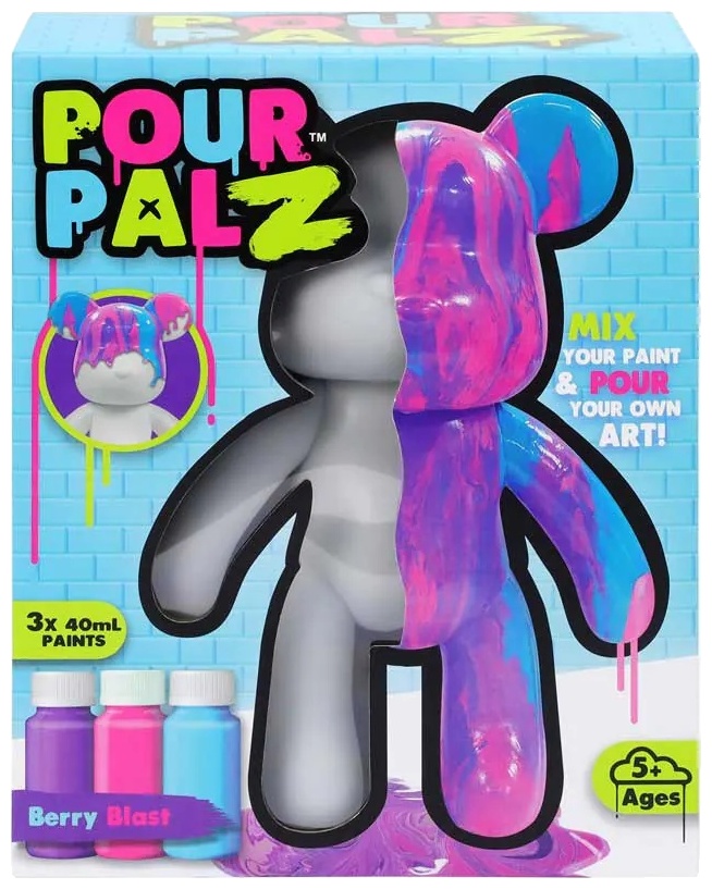 Trusă creativă Pour PalZ - Berry Blast, ursuleț de pluș de colorat