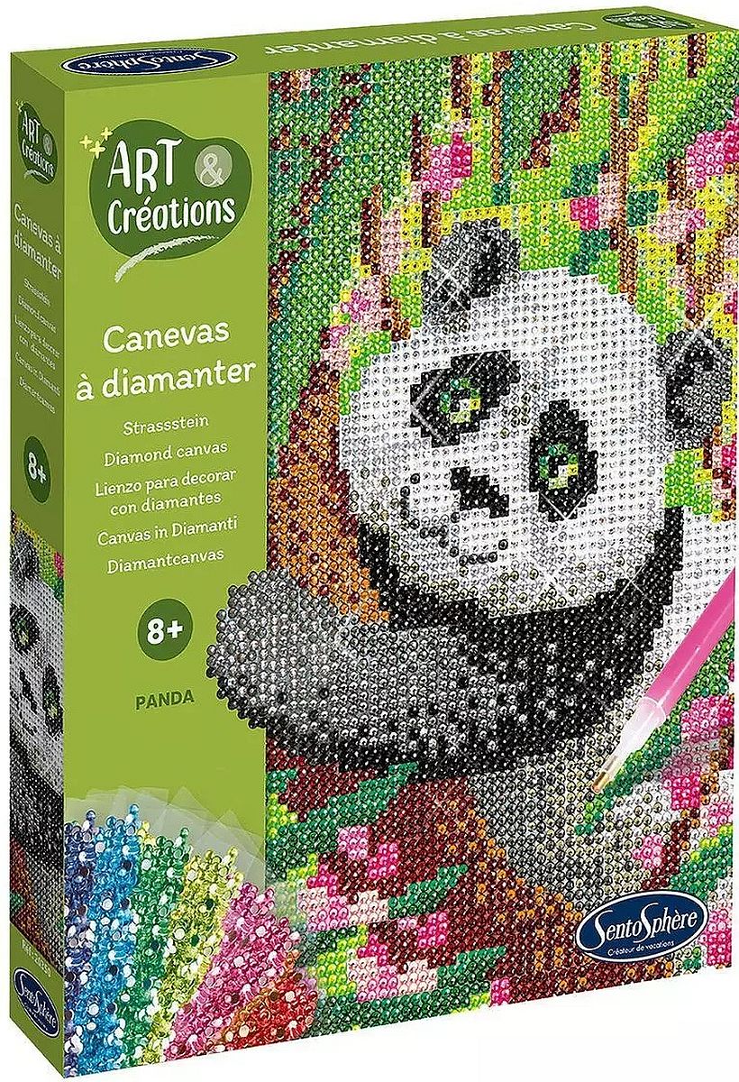 Kit creativ  Sentosphere – Panda, pânză cu pietricele colorate