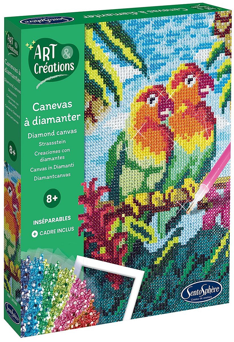 Kit creativ  Sentosphere – Papagali, pânză cu pietricele colorate
