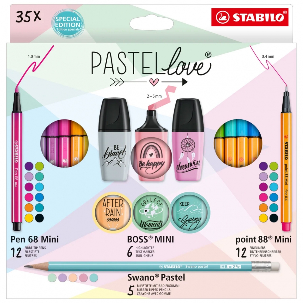 Set creativ Stabilo Pastel Love - 35 piese