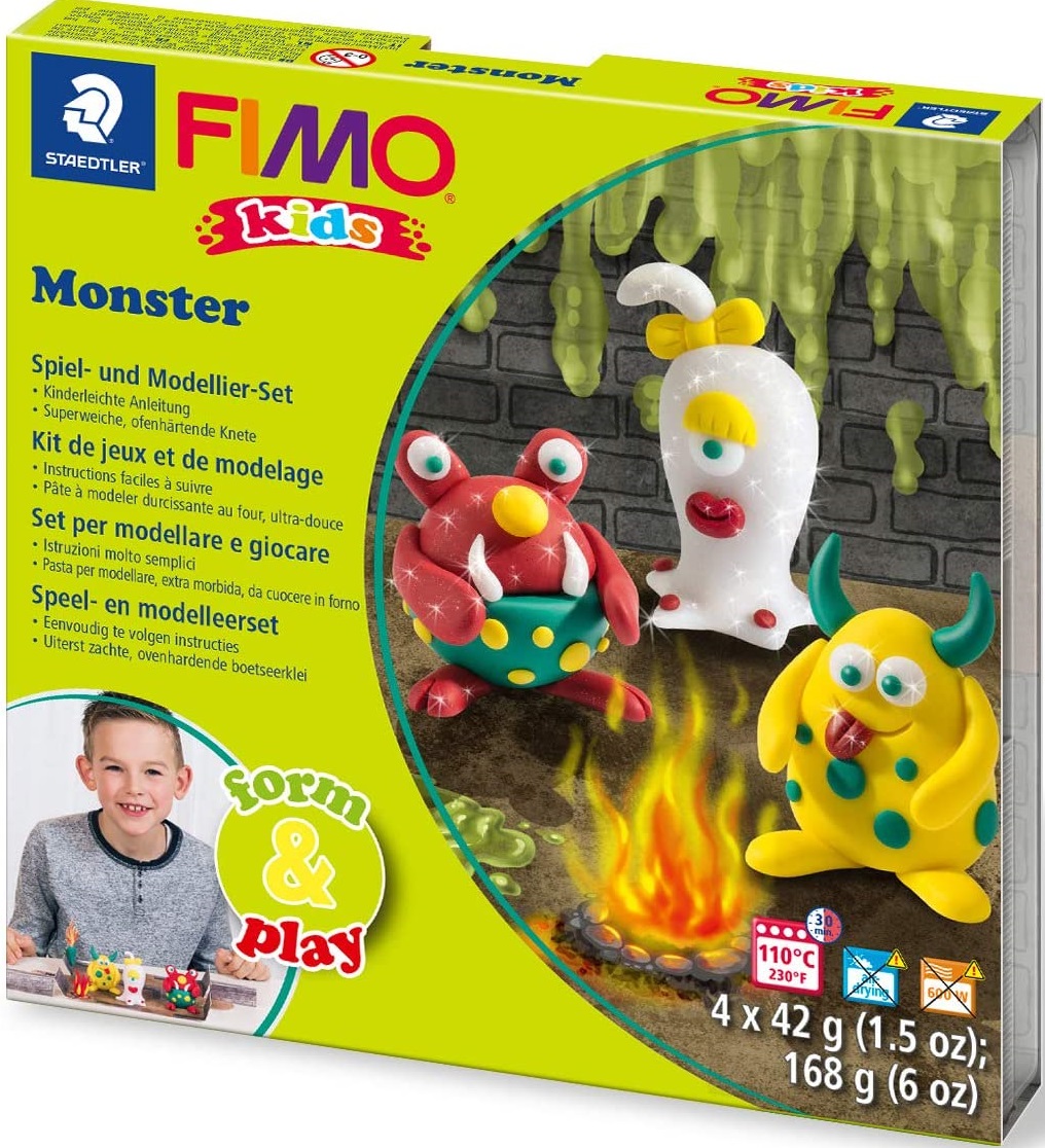 Set de lut Staedtler Fimo - Kids, 4 x 42g, Monster