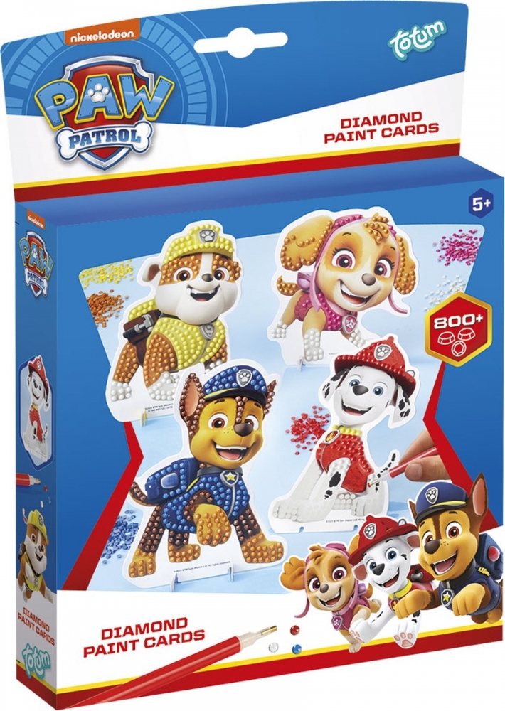 Set creativ Totum Paw Patrol – Creează singur cărți diamant, 4 buc