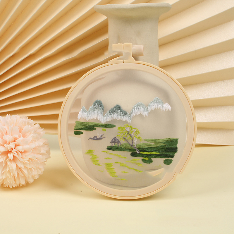 Kit de broderie creativă Em Art - Peisaj natural, 12 x 12 cm