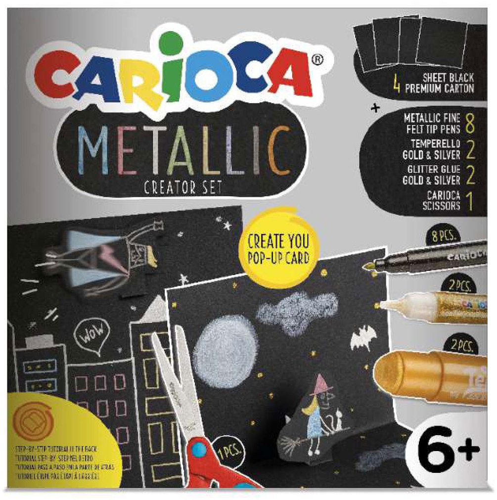 Set distractiv de desenat Carioca - Metallic, pentru carti Pop-up