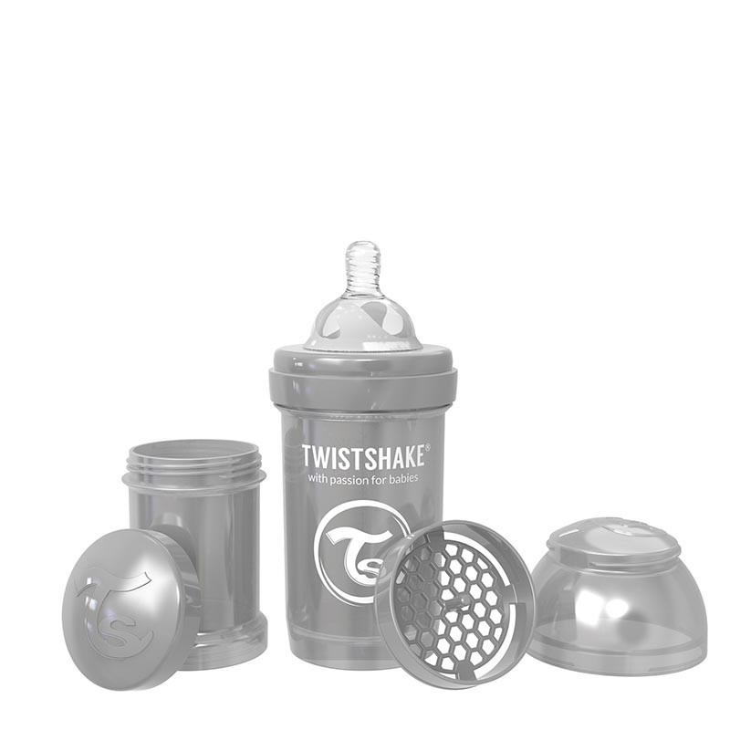 Biberon anti-colici Twistshake Anti-Colic Pearl - Gri, 180 ml