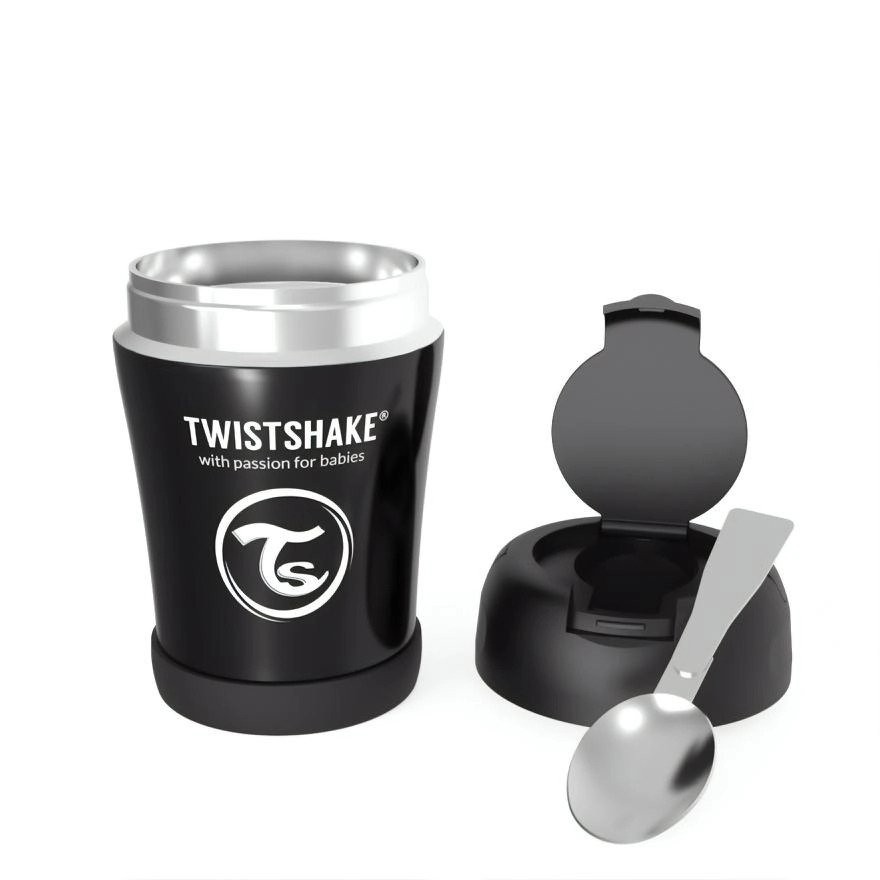 Recipient hrana Twistshake Insulated Pastel - Negru, 350 ml