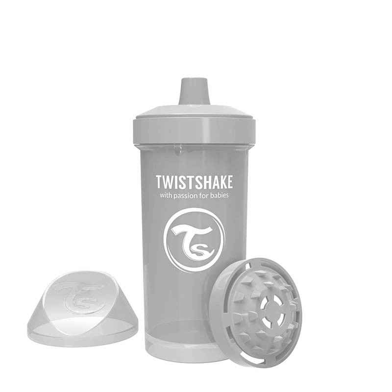 Cana cu adaptor pentr copii Twistshake Kid Cup - Gri, 360 ml