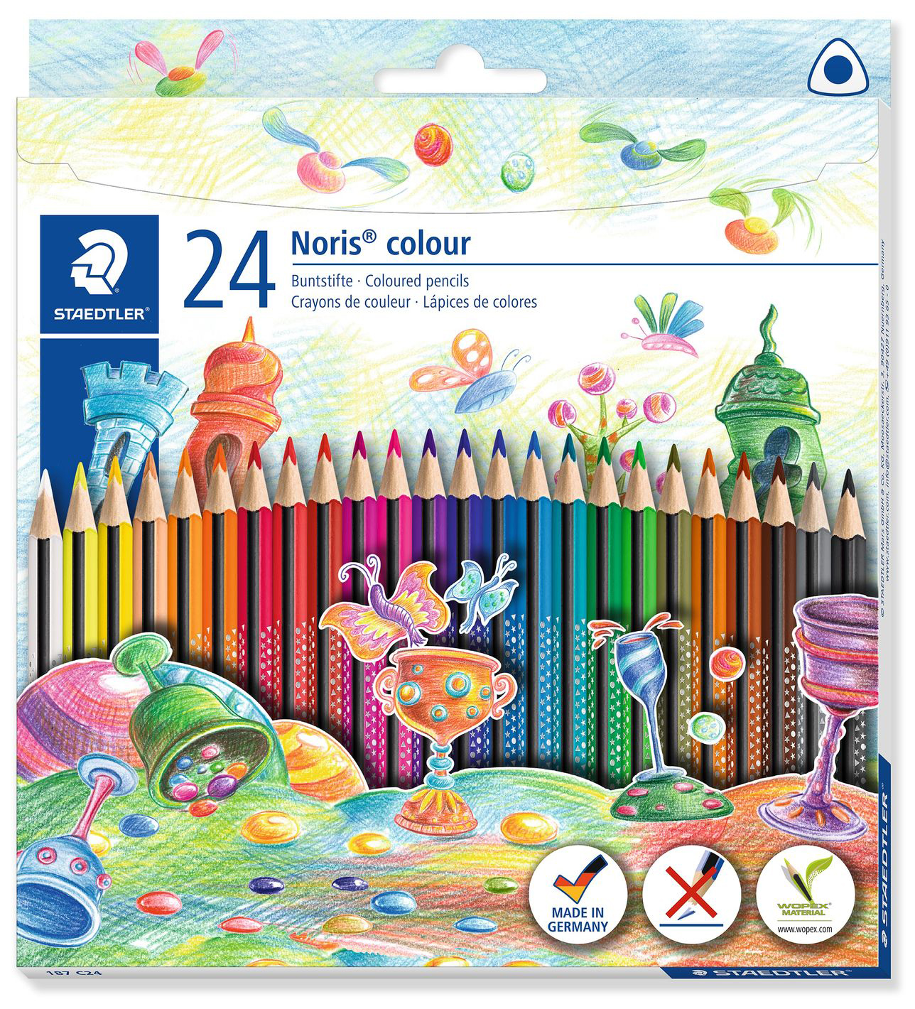 Creioane colorate triunghiulare Staedtler Noris Colour 187 - 24 de culori
