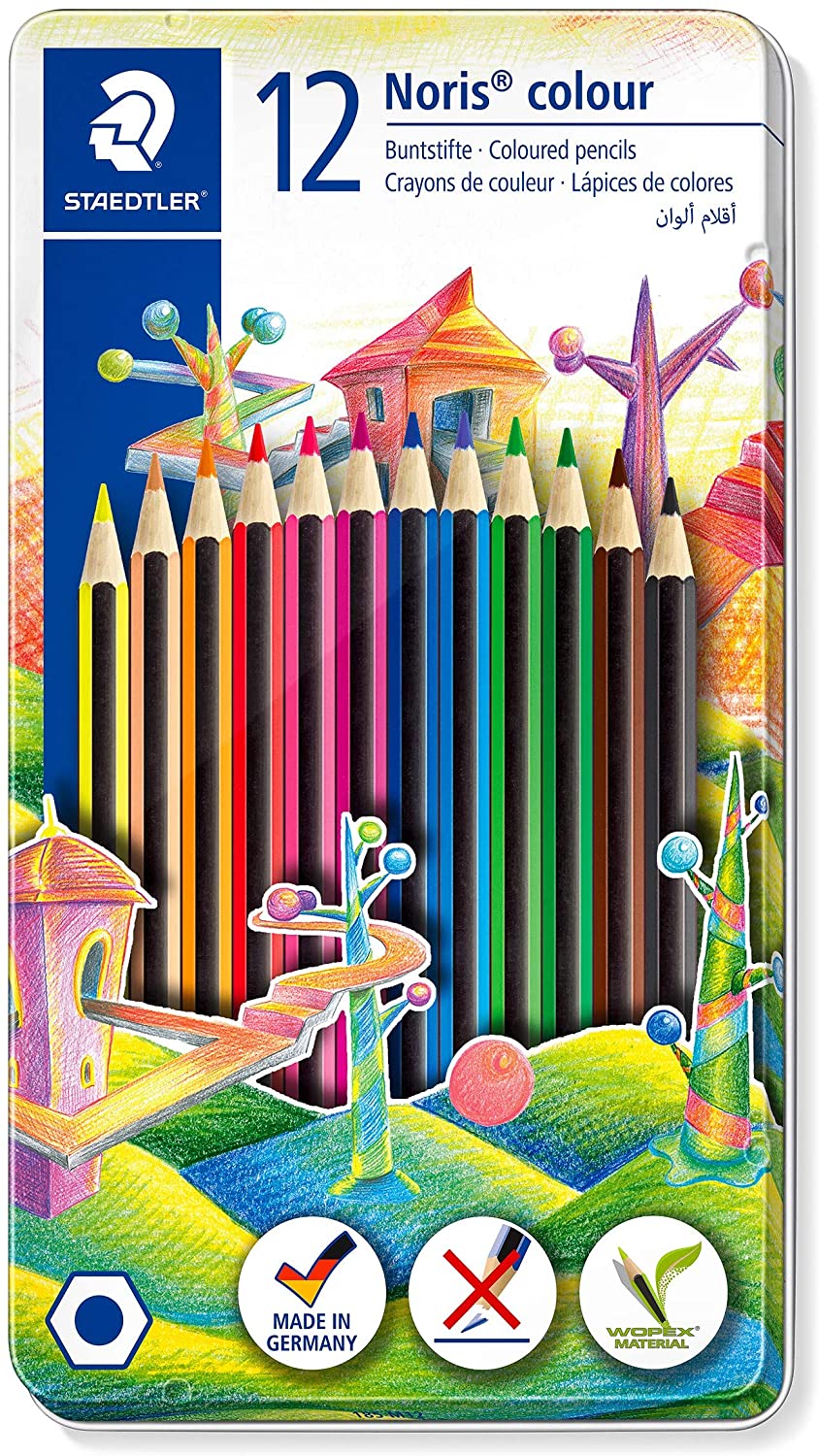 Creioane colorate Staedtler Noris Colour 185 - 12 culori, in cutie metalica