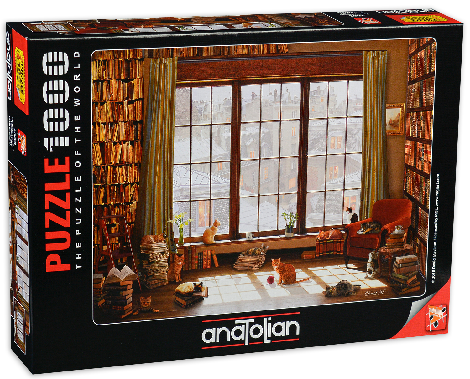Puzzle Anatolian din 1000 de piese - Pisici la fereastra, David MacLean