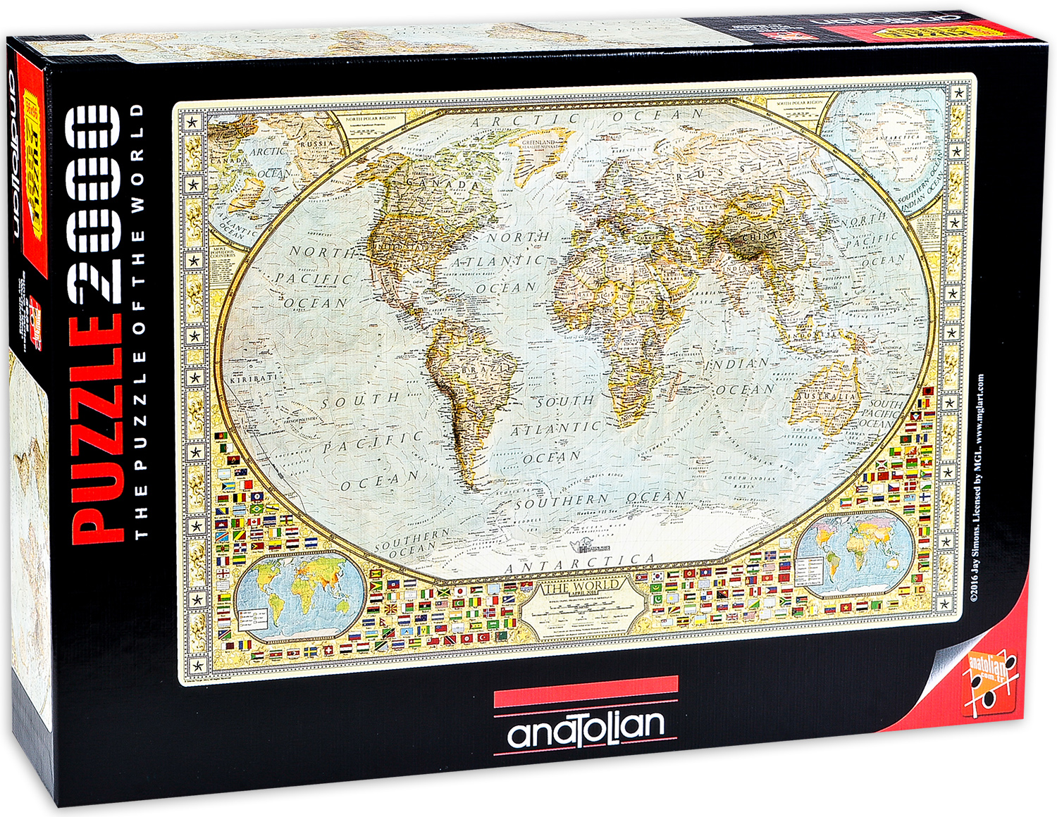 Puzzle Anatolian din 2000 de piese – Harta lumii, Jay Simons