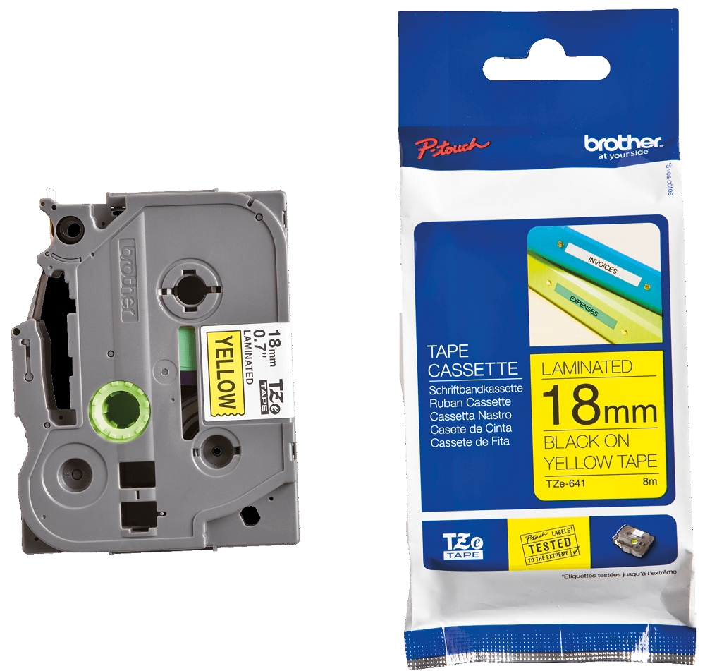 Casetă Brother - TZe-641, pentru P-Touch, 18mm, 8m, Black/Yellow