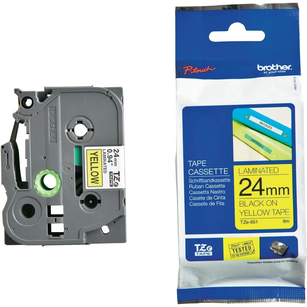Casetă Brother - TZe-651, pentru P-Touch, 24mm, 8m, Black/Yellow